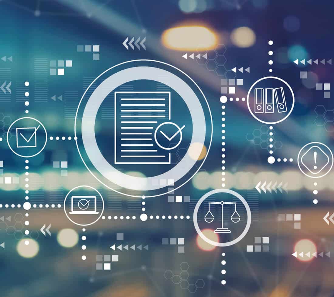 Photograph made up of several pictograms related to regulatory requirements